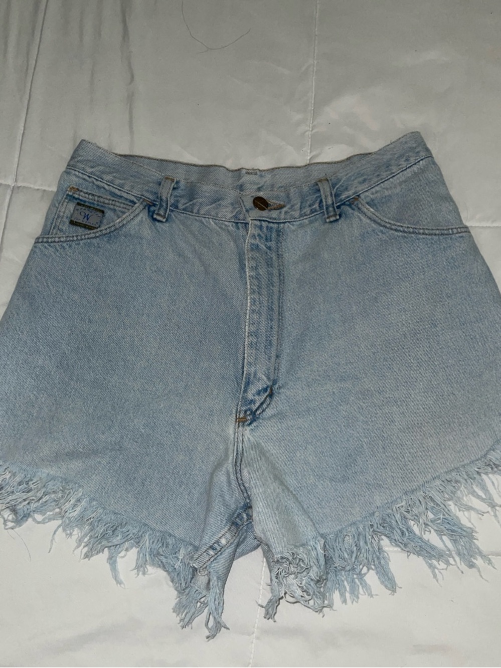 Wrangler Light Blue Frayed Hem Denim Shorts